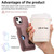 For iPhone 15 Litchi Leather Oil Edge Ring Card Back Phone Case(Jujube apricot)