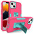 For iPhone 13 Magnetic Holder Phone Case(Rose Red + Blue-green)