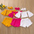 Girls One-shoulder Pleated Flared Sleeve Shorts Three-piece Suit (Color:White Size:110cm)