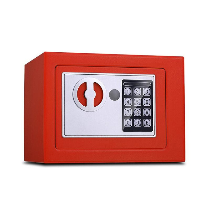 17E Home Mini Electronic Security Lock Box Wall Cabinet Safety Box without Coin-operated Function(Red)