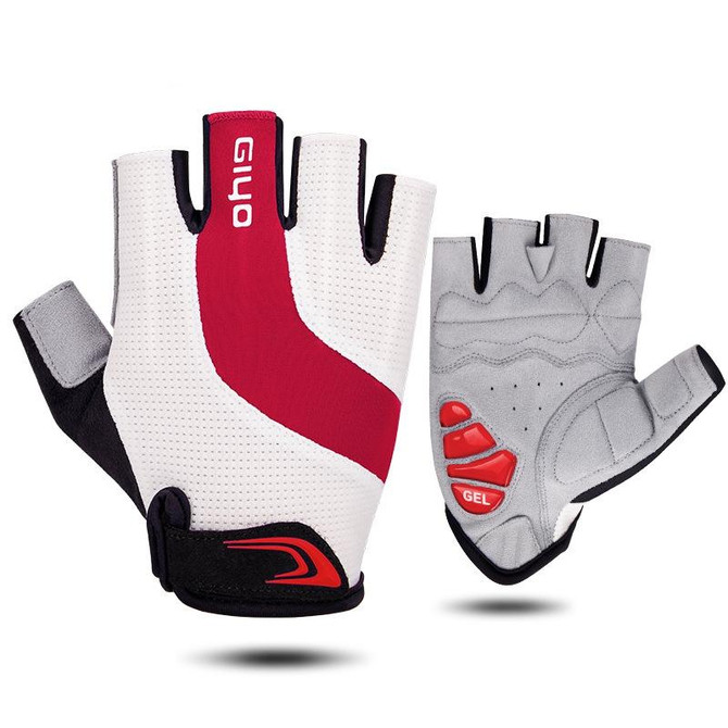 GIYO S-14 Bicycle Half Finger Gloves GEL Shock Absorbing Palm Pad Gloves, Size: S(Red)