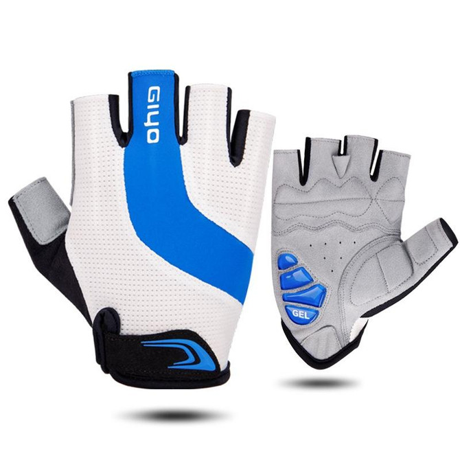 GIYO S-14 Bicycle Half Finger Gloves GEL Shock Absorbing Palm Pad Gloves, Size: XL(Blue)