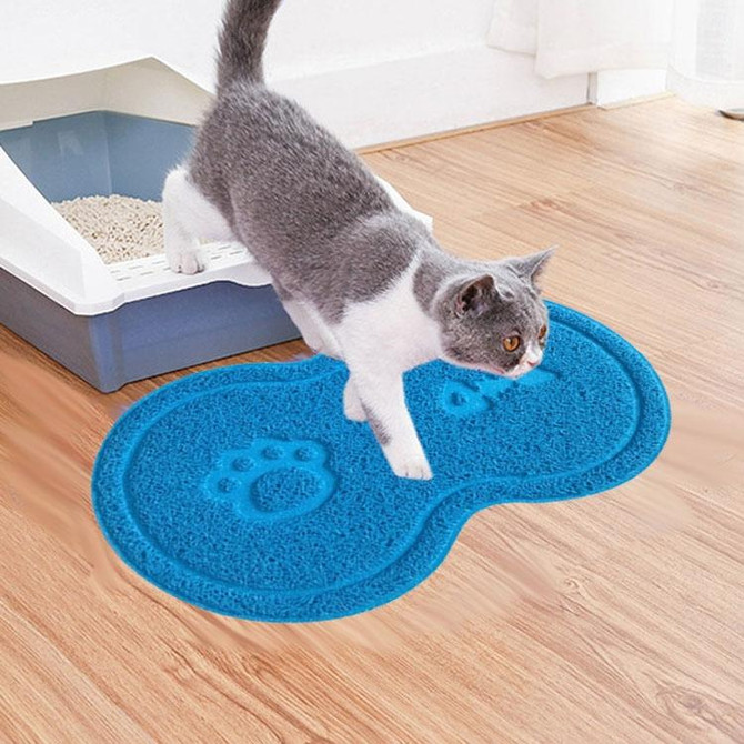 Lovely PVC Cat Litter Mat Eight-shaped  Anti-skid Placemat Pet Supplies(Light Blue)