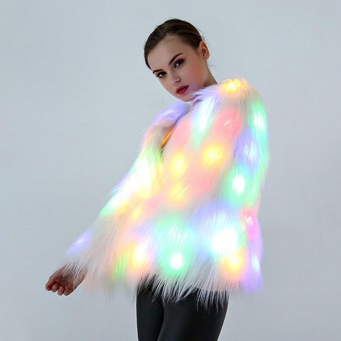 Cosplay Costumes Christmas And Halloween Night Costumes LED Colored Lights Show Clothes (Color:White With Light Size:L)