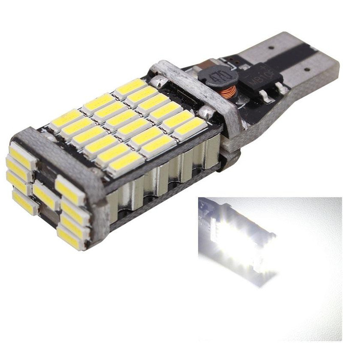 2 PCS T15 W16W 9W 450LM White Light 45 LED 4014 SMD Car Brake Light Reverse Lamp Parking Light Bulb, DC 12V