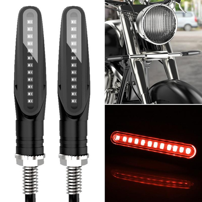 2 PCS D12V / 1W Motorcycle LED Waterproof Side Lights Turn Signal Light(Red Light)