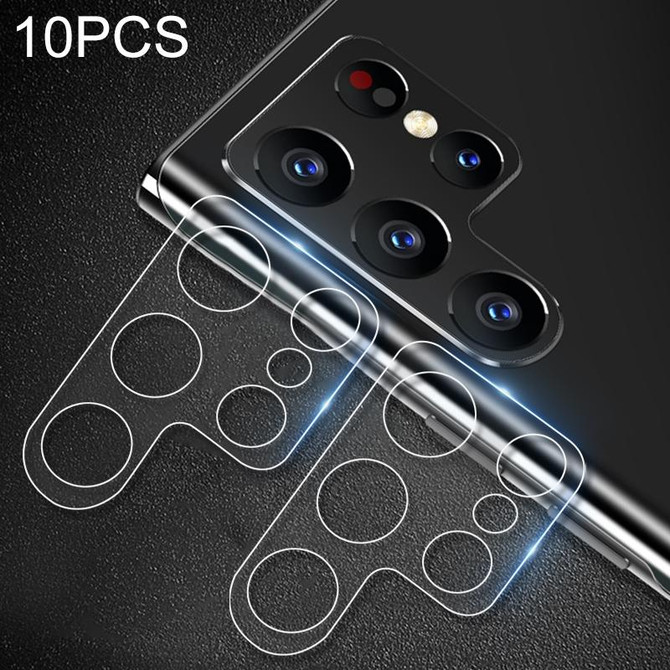 For Samsung Galaxy S22 Ultra 5G 10pcs 0.26mm 9H 2.5D Rear Camera Lens Tempered Glass Film