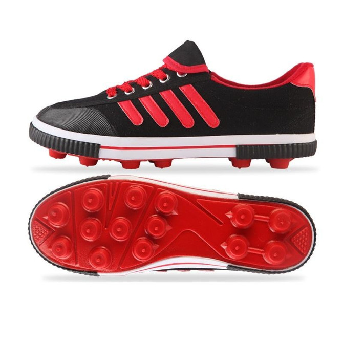 Student Antiskid Football Training Shoes Adult Rubber Spiked Soccer Shoes, Size: 41/255(Black+Red)