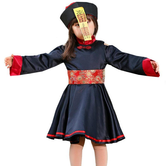 5812 Children Halloween Costumes Nightclubs Bars Carnival Parties Funny Role-Playing Horror Qing Dynasty Zombie Costumes, Size: S(Red Black)