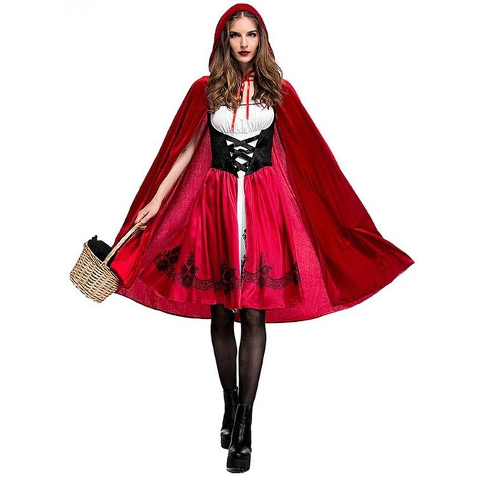 Little Red Riding Hood Costume For Adults Cosplay (Color:Red Size:XXL)