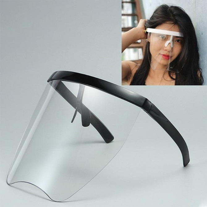 Anti-Saliva Splash Anti-Spitting Sunscreen Sunglasses Integrated Anti-Splash Shield(Black Frame Transparent Len)