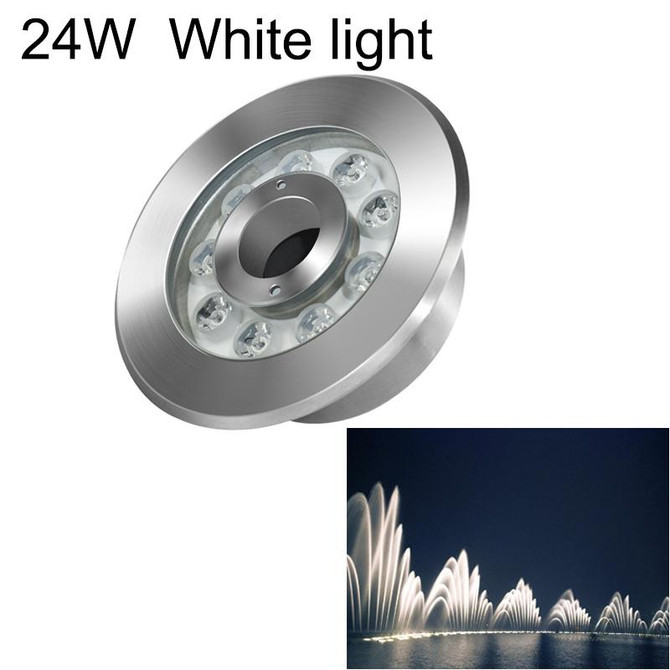 24W Landscape Ring LED Stainless Steel Underwater Fountain Light(White Light)