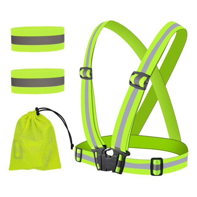 Reflective Elastic Band Suit Night Running Construction Site Traffic Safety Reflective Equipment,Style: 1 Strap+2 Arm Strap+Storage Bag