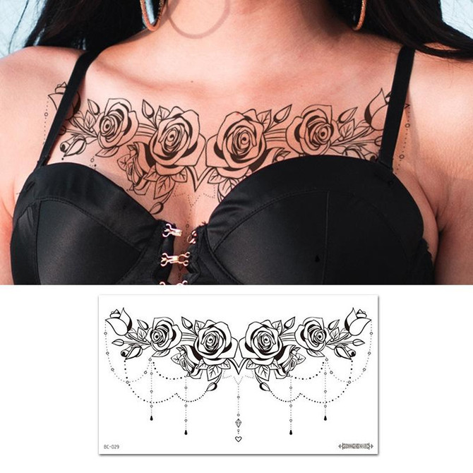 10 PCS Waterproof Tattoo Sticker Clavicle Chest Scar Covering Sticker(BC-029)