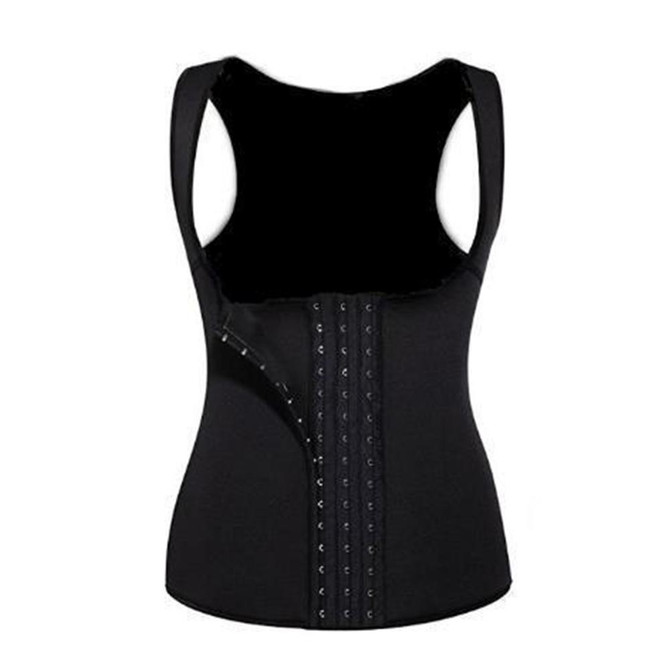 U-neck Breasted Body Shapers Vest Weight Loss Waist Shaper Corset, Size:XL(Black)