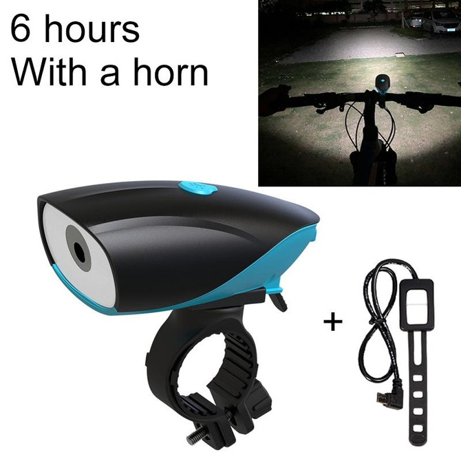 USB Charging Bike LED Riding Light, Charging 6 Hours with Horn & Line Control (Blue)