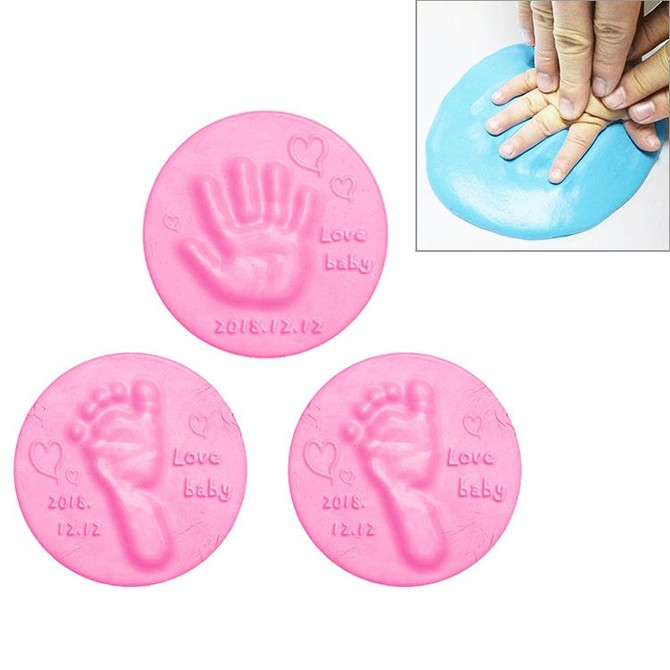 10 PCS Baby Care Air Dry Soft Clay Baby Hand and Foot Inkpad(Pink)