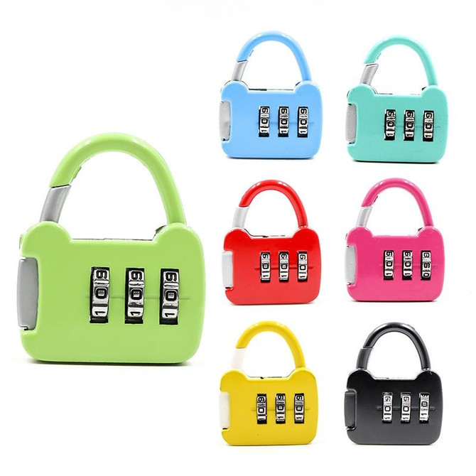 6 PCS Xmm-8007 Cartoon Cat Metal Digital Password Lock Mini Small Padlock Mix Color Random Delivery