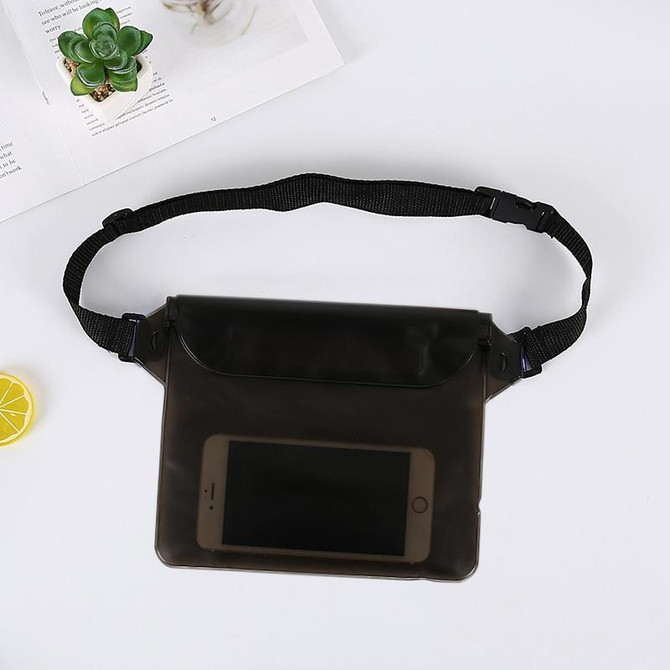 10 PCS Outdoor Beach Mobile Phone Waterproof Bag Three-Layer Sealed PVC Storage Waterproof Waist Bag(Black)