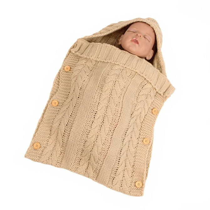 Zzsd0002 Autumn / Winter Baby Knitted Woolen Button Sleeping Bag Photography Blanket Stroller Sleeping Bag(Beige)