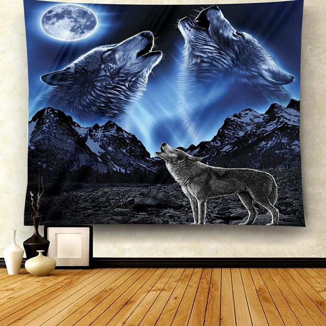 Multifunctional Fashion Simple Style Animal Hanging Carpet, Size:Smooth Surface L-200x150cm(Wolf Blue)