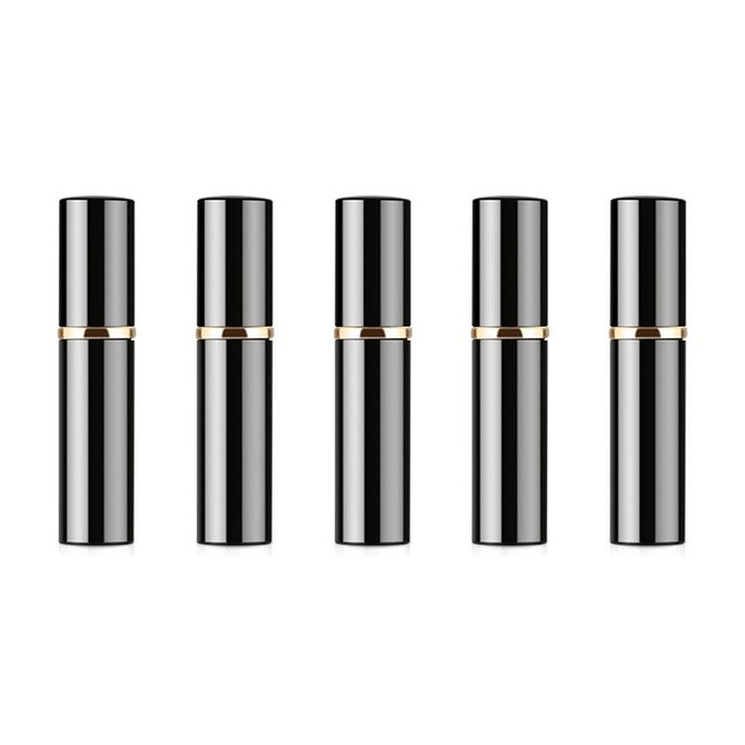 5 PCS Portable Mini Refillable Glass Perfume Fine Mist Atomizers with Metallic Exterior, 5ml(Black)