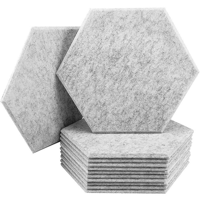 12 PCS Hexagonal Color Decorative Acoustic Panels, Random Color Delivery(9 mm 3.7 KG Type)