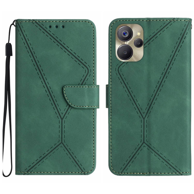 For Realme 10 5G / 9i 5G Stitching Embossed Leather Phone Case(Green)