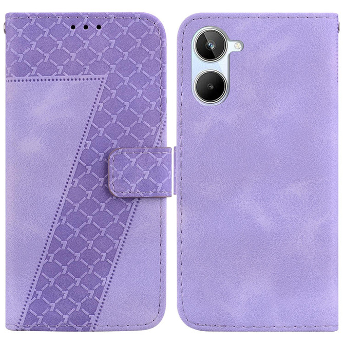 For Realme 10 4G 7-shaped Embossed Leather Phone Case(Purple)