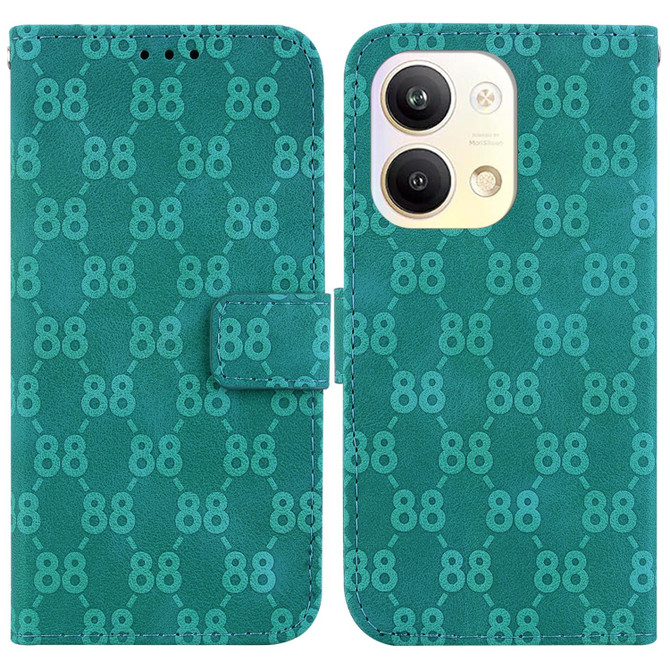 For OPPO Reno9 Pro Double 8-shaped Embossed Leather Phone Case(Green)