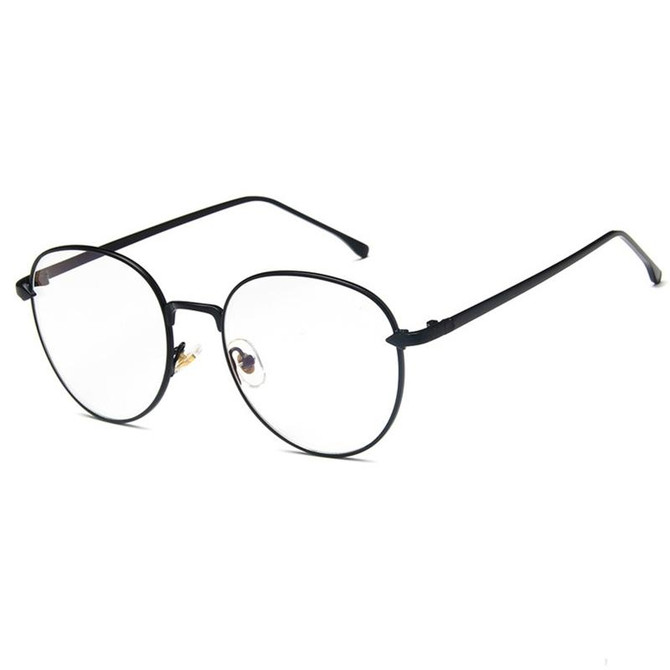 Retro Simple Round Frame Plain Glass Spectacles(Black)