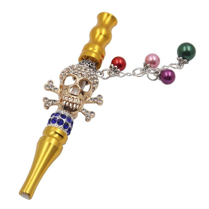 Metal Pipe Hookah Nozzle With Diamond Pendant(Skull)