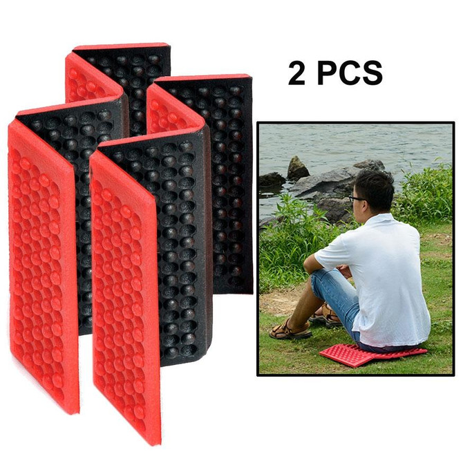 2 PCS Portable Folding Mobile Cellular Massage Cushion Outdoors Damp Proof Picnic Seat Mats EVA Pad(Red)