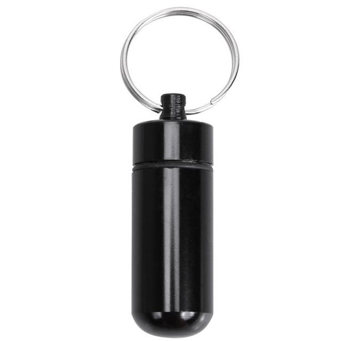 10 PCS Portable Sealed Waterproof Aluminum Alloy First Aid Pill Bottle with Keychain(Black)