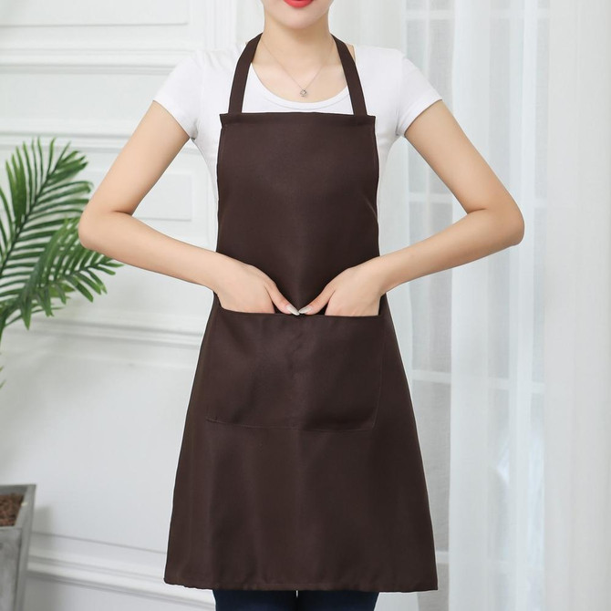 2 PCS 0058 Cafe Nail Shop Waterproof Apron Polyester Material Home Work Apron(Coffee Color)