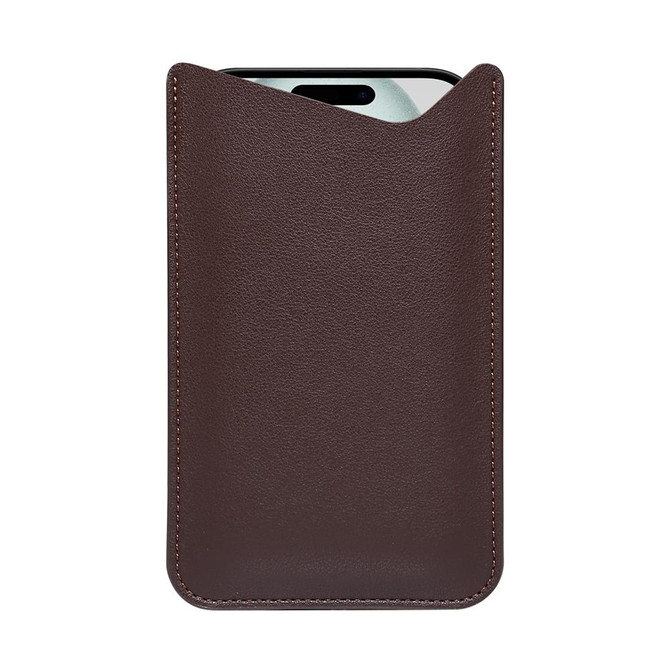 For 6.2-6.5 inch Simple Open Clutch Bag Universal Nappa Pattern Leather Phone Case(Coffee)