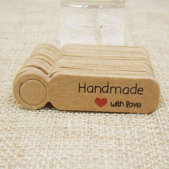 100pcs /Set Small Retro Baking Label DIY Jewelry Price Tag Bookmark Gift Card, Specification: Handmade Cowhide