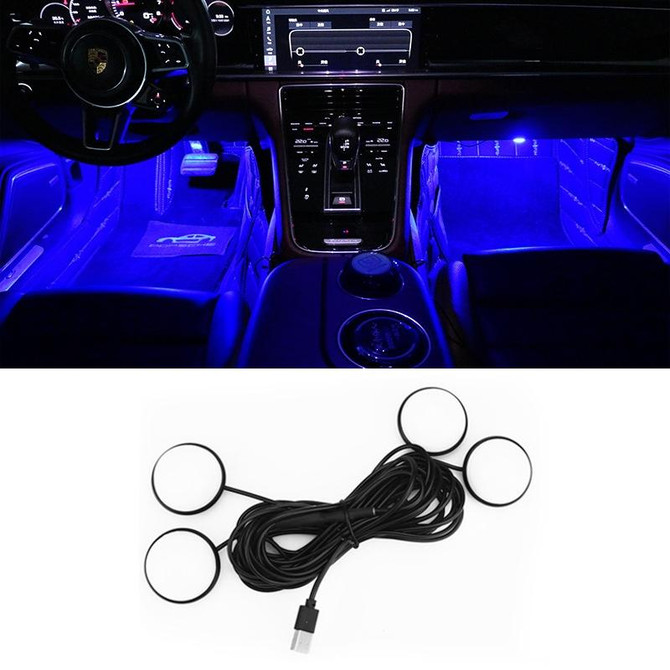 Car 4 in 1 USB RGB Foot LED Atmosphere Light (White Light)