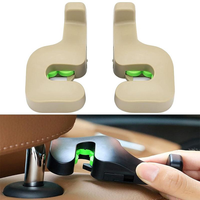 1 Pair Car Seat Back Hidden Hook (Beige)