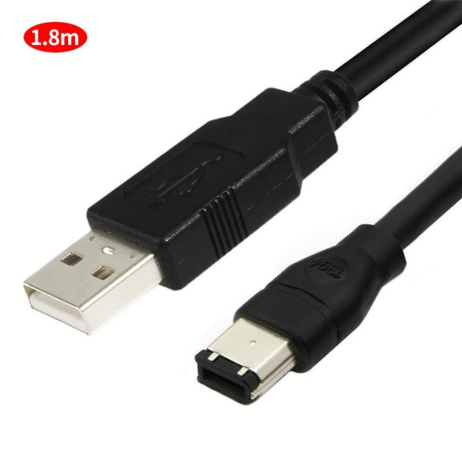 JUNSUNMAY Firewire IEEE 1394 6 Pin Male to USB 2.0 Male Adaptor Convertor Cable Cord, Length:1.8m