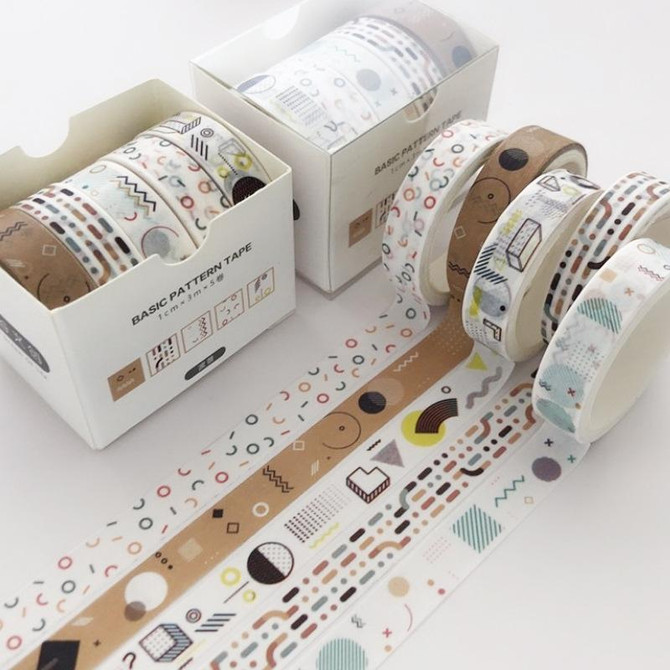 5rolls /Box 3m Washi DIY Decoration Handbook Tape Set, Color: Pop