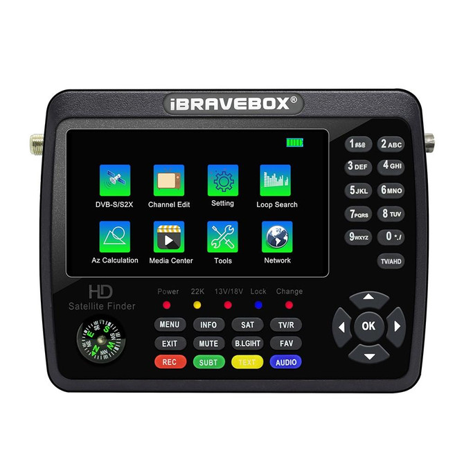 iBRAVEBOX V10 Finder Max+ 4.3 inch Display Digital Satellite Meter Signal Finder, Support DVB-S/S2/S2X AHD, Plug Type:UK Plug(Black)