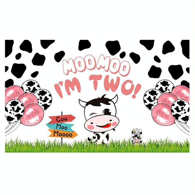 150x90cm Cartoon Cow Theme Birthday Party Decoration Background Cloth Photography Banner(2023SRB132)
