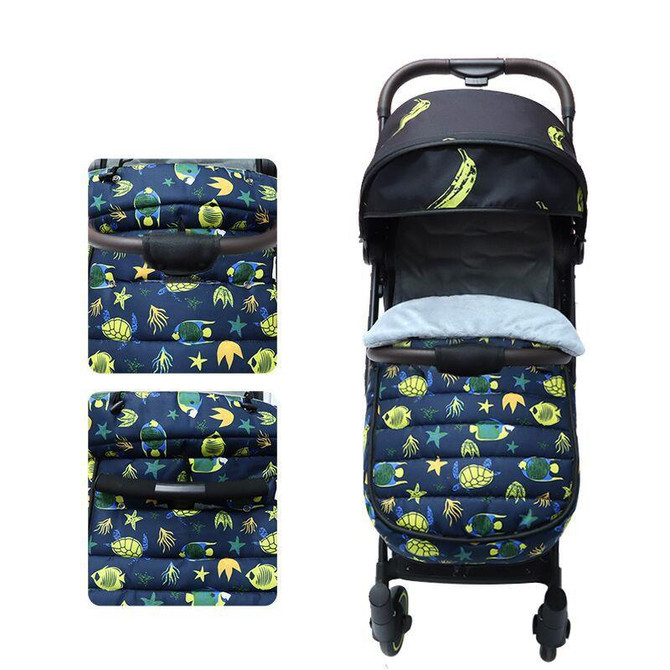 Universal Stroller Sleeping Bag Windproof Footmuff Non-Slip Warm Bunting Bag, Style: Underwater World With Holes