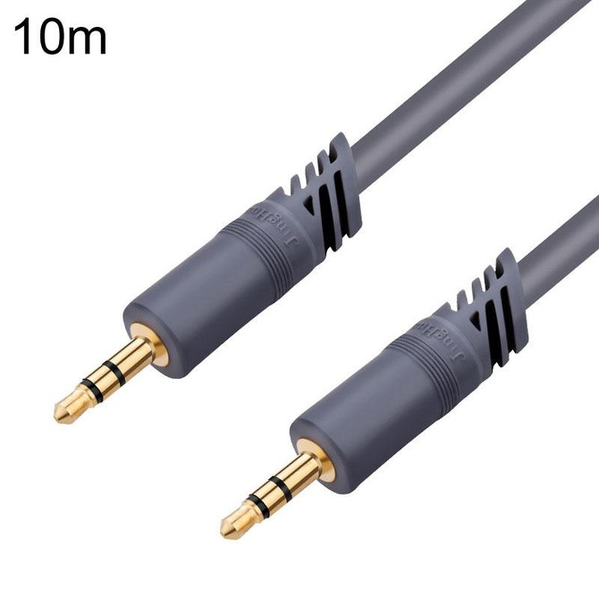 JINGHUA A240 3.5mm Male To Male Audio Cable Cell Phone Car Stereo Microphone Connection Wire, Size: 10m(Gray)