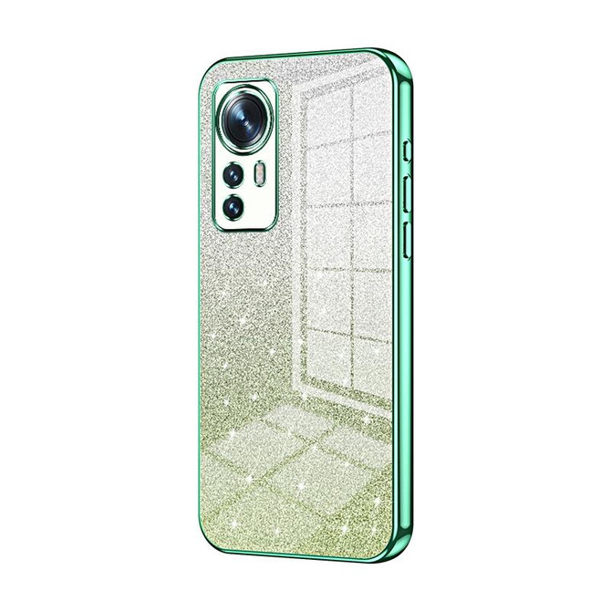 For Xiaomi 12 / 12X Gradient Glitter Powder Electroplated Phone Case(Green)