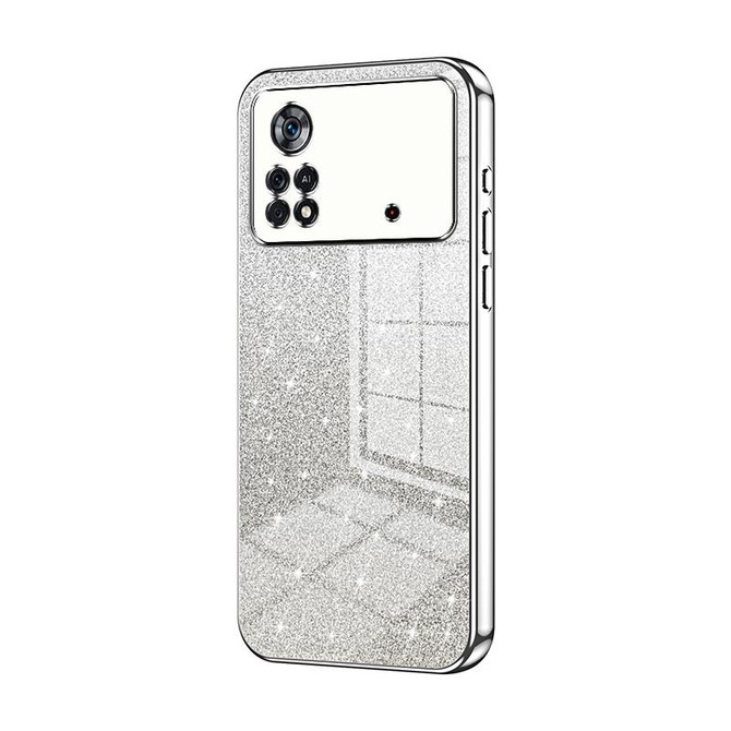 For Xiaomi Poco X4 Pro 5G Gradient Glitter Powder Electroplated Phone Case(Silver)