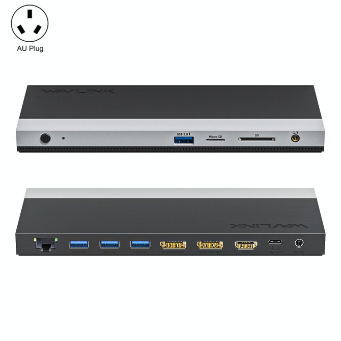 WAVLINK WL-UMD01 USB3.0 Splitter Docking Station Gigabit Ethernet / DP / HD Cable Converter(AU Plug)