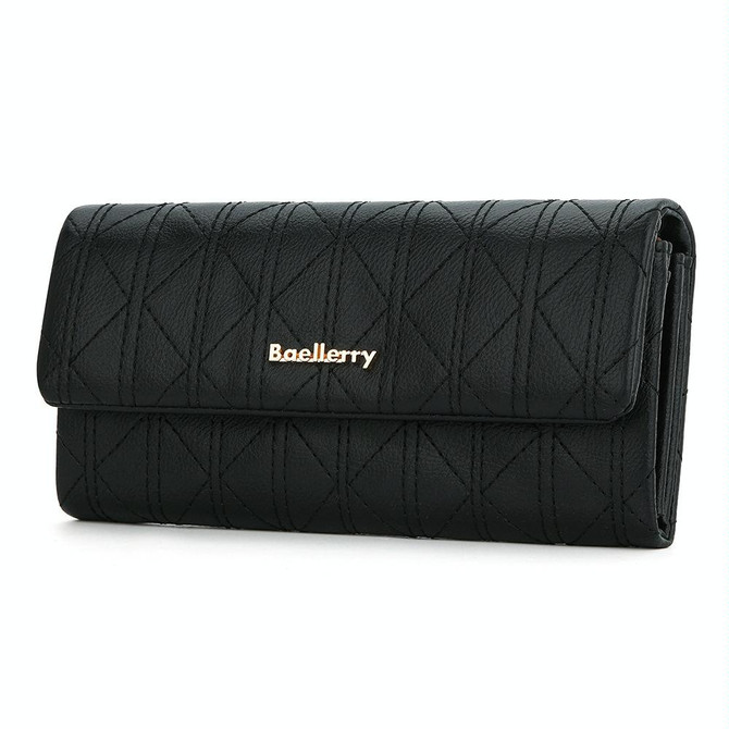 Baellerry N8918 Ladies Long Large Capacity Wallet Magnetic Buckle Clutch Phone Bag(Black)