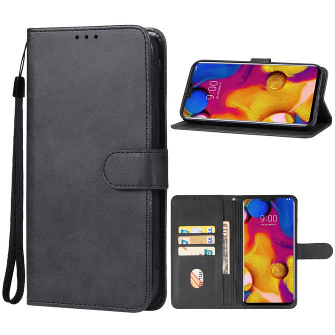 For LG V40 ThinQ Leather Phone Case(Black)